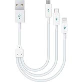 ttec Alumicable Mini Trio Lightning Micro USB 30cm Charging Cable, White
