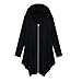 Produktbild Elecenty Damen Cardigan Asymetrisch Lose langer Mantel Bluse Mit Kapuze Outwear Pullover Reißverschluss Sweatshirt Sweatjacke Oberbekleidung Outdoorjacke Übergangsjacke Parkajacke (XXL, Schwarz)
