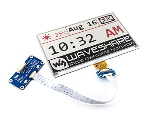 Waveshare 7.5 inch E-Paper Display Hat(B) Module 640x384 Resolution 3.3v E-Ink Electronic Screen with Embedded Controller SPI Interface Red Black White Three-Color for Raspberry Pi 2B 3B Zero Zero W