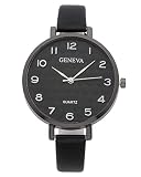 JSDDE Uhren Einfache Armbanduhr Damen Herren XS Slim PU Leder Businessuhr Wabenförmig Dial Unisex Analog Quarzuhr Schwarz