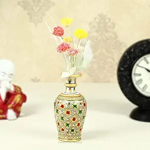 Marble Flower vase with Emboss Painted mehrab Design by Handicrafts Paradise