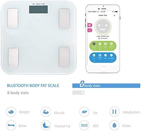 Fat Scale - Bluetooth Body Fat Monitor and Body Analyzer Scale Electronic Bathroom Scale with App to Manage Weight, Bone mass, Water, Muscle Mass, Body Fat, Visceral Fat, BMI, BMR