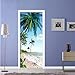 Produktbild YPS-618 Strand Kokospalme Blauer Himmel 3D Fototapete Wandbild Wohnzimmer Badezimmertür Aufkleber Selbstklebende wasserdichte Vinyl Tapeten 77 * 200 cm