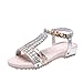 Produktbild Yvelands Damen Sandalen Sommer Kristall Bling Flache Böhmen Strand Schuhe Römersandalen Slipper HausschuheCN-40Silber