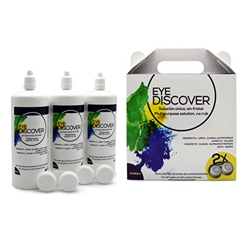 EYE DISCOVER Solución Única para Lentes de Contacto Blandas (Sin Frotar), Pack Ahorro 3 x 360 ml