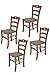 Produktbild Tommychairs 4er Set Stühle Cuore, Struktur aus lackiertem Buchenholz im Farbton Nuss und Sitzfläche mit Stoff in der Farbe Rehbraun bezogen. Set von 4 Stühlen