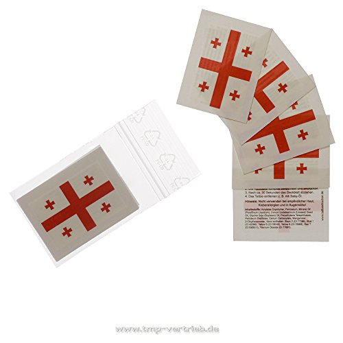 Georgien Tattoo Fahne 5er Fan Set – EM Fanartikel 2016 – Georgia Flag