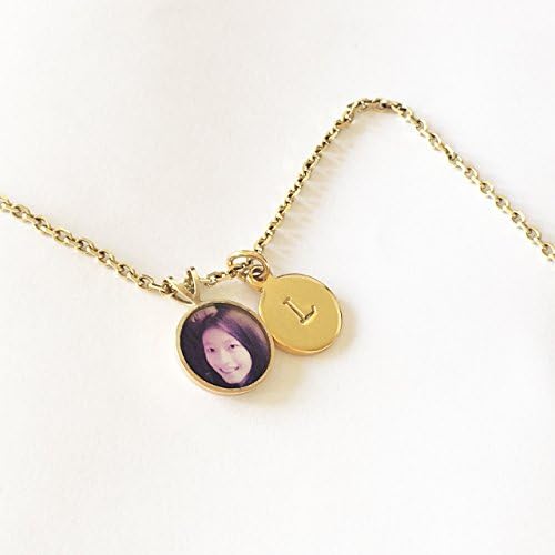 Photogem teeny tiny 9ct solid gold necklace with stamped initial