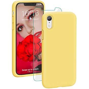 Probien Coque Pour Iphone Xr Silicone Liquide Housse Avec Ecran Verre Trempé Gratuit Case Anti Choc Anti Rayures Protection Complète Cover étui De