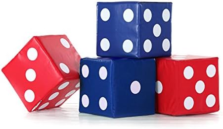 Implay® Soft Play Children's Lucky Dice Shape Activity Toys (4 Pack) - 610gsm PVC / High Density Foam - Blue / Red - 30cm x 30cm x 30cm