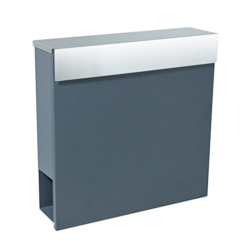 Preisvergleich Produktbild MCTECH® Briefkasten Gebürstetes Edelstahl Postkasten Mailbox Zeitung Wandbriefkasten Post Briefkastenanlage Letterbox Anthrazit mit Zeitungsfach (L Type)