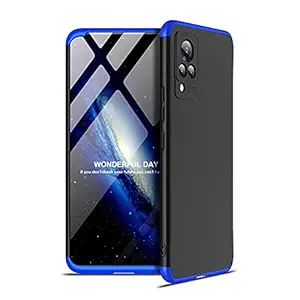 Moking Back Cover for Vivo V21 5G | 3-in-1 360 Degree Full Body Protection Double Dip Matte Hard Back Case (Blue - Black)