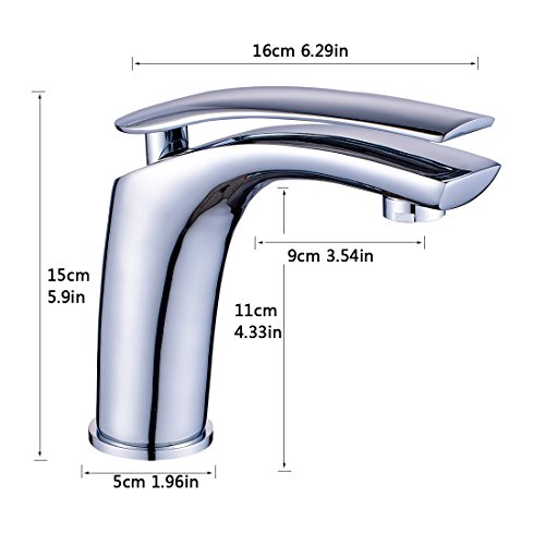 Aimadi Badarmatur Wasserhahn Bad Mischbatterie Waschtisharmatur Waschbeckenarmatur Armatur Waschbecken Waschtischarmatur Chrom - 2