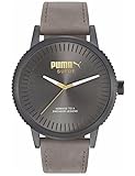 Puma Unisex Erwachsene Analog Quarz Smart Watch Armbanduhr mit Leder Armband PU104101008