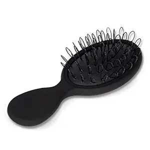 The Hair Shop Mini Black Loop Brush - Salon Professional Grade with Matted Black & Ergonomic Travel Size Design- Small & Safe Detangler Tool for 100% Remy Human and Synthetic Hair Extensions and Wigs