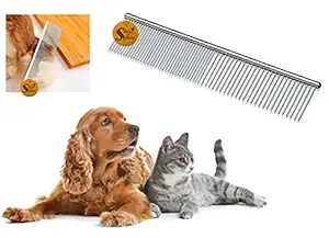 Sage Square Big Size Professional Rounded Teeth Stainless Steel Pet Hair Remover Enhanced Design Gentle Deshedding Brush for Dog and Cat with Long and Short Fur