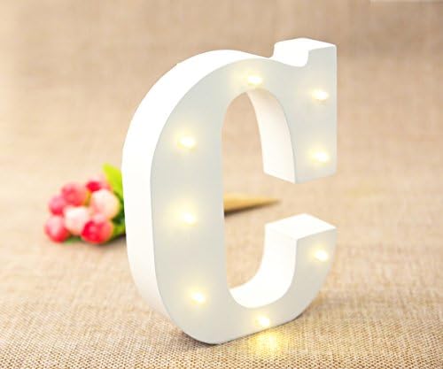 26 Letters Romantic mood Alphabet A-Z & Love timber battery operated LED light sign Night LED Lamp Wall Decoration For Children Bedroom Wedding Decor (C)