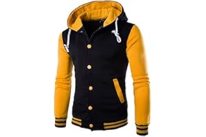 Duohropke Harajuku Veste universitaire pour homme Veste de loisirs Veste de sport Streetwear Col montant Poches Automne Printemps Veste de baseball Unisexe Veste bomber Veste de survêtement