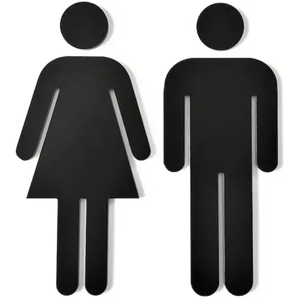 Adesivi WC Uomo/Donna In Acrilico - 100x100mm, Autoadesivi, Blu, Per Bagni Pubblici - Foto 3