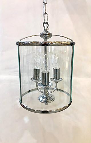Vintage Hallway Lantern L533 Ceiling 3 Light Fitting vintage glass pendant (Polished Chrome)