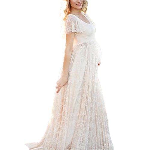 Dulcklane Photography Maternity Dress Chiffon Lace Long Elegant Short  Sleeved | Desertcart Bahamas
