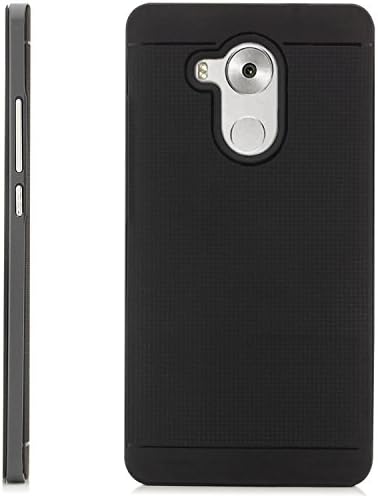 Huawei Mate 8 Case, [Saxonia® Neo Hybrid Cover] Silicone Cover TPU Slim Back-Cover Shell + Frame Bumper Style Premium Case with extra Edge and Camera Protector Black-Grey
