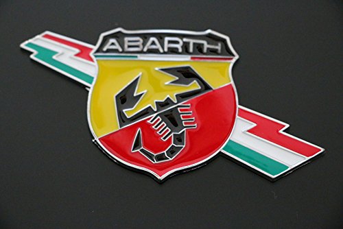 Etiqueta decorativa adhesiva con logotipo y escudo de Fiat «Abarth», de metal, con efecto brillante
