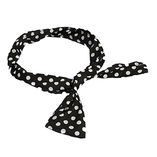 FENTI Damen Maedchen Haarband POLKA DOTS Rockabilly Draht biegbar Bunny Ohr binden Bow Stirnband Haarschmuck Geschenk Gift Schwarz mit Weiss - 2