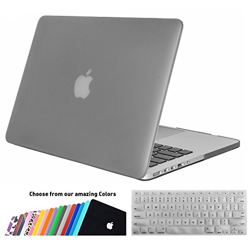 MacBook Pro 13 Retina Hülle Schale,iNeseon Ultra Slim Plastik Hartschale Tasche Cover Shell, US Grau und EU Transparent Tastatur Abdeckung Schutzhülle für Apple MacBook Pro 13.3 Zoll mit Retina Display Modell:A1502 und A1425 (Grau)