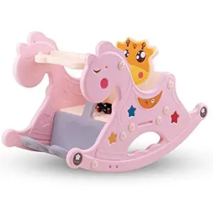 BAYBEE Baby Boys and Baby Girls Plastic Rocking Horse Chair Horse Ride-on Toy for Indoors and Outdoors (Pink, 12 Months-3 Years)