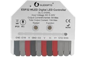 GLEDOPTO ESP32 Mini WLED LED Contrôleur With Mic DIY Music Dynamic Modes Digital WS2811 WS2812 SK6812 TM1814 WS2813 WS2815 Strip