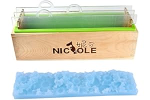 BOOWAN NICOLE Moule à savon en silicone rectangulaire avec clins en acrylique transparent et tapis à fleurs pour savon à la main Render Loap Mould