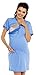 Zeta Ville Women’s Nursing Nightdress Robe Labour Hospital Gown MIX & MATCH 552c (Nightdress - Blue, UK 14/16)