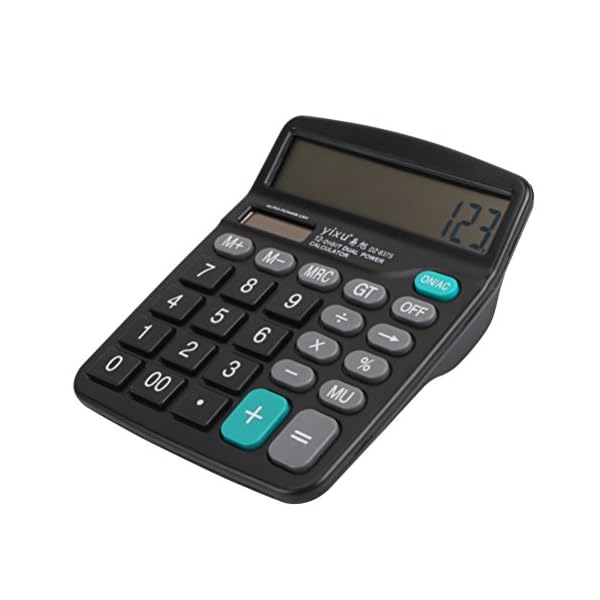 Black Solar Battery Powered Desktop Calculator Desk Office School - Image 3