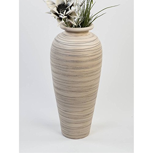 Bodenvase STREIFEN H. 60cm creme grau Keramik Formano