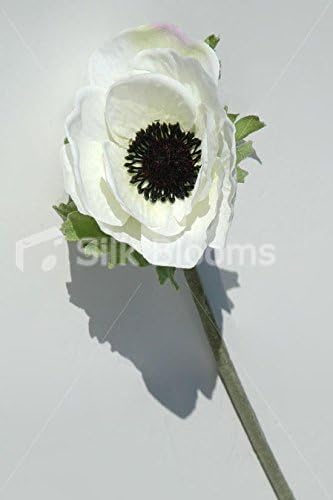 Single Artificial White Anemone, Silk White Anemone Poppy