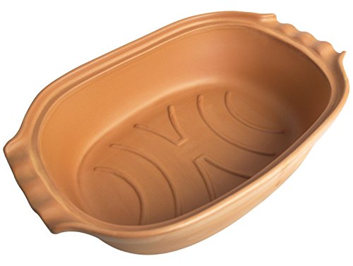 K&K Bräter 5,0 Liter unglasiert mit Griff 41x27x13 cm aus hochwertiger natürlicher Steingut-Keramik - 2