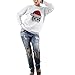 Produktbild GiGiSun Frauen Casual Langarm Weihnachten Katze Druck O Neck Sweatshirt Tops Bluse (L, Weiß)