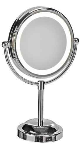 Stand Kosmetikspiegel mit LED Ø15cm silber