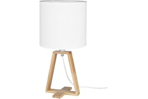 Forlight NUTS Lampe de table à Led de style nordique en bois naturel 40W. Lampe minimaliste en blanc E27 pour table de nuit