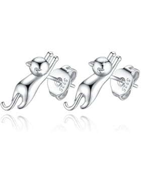 Fashmond Ohrstecker Ohrschmuck Katze Tiere aus 925 Sterling Silber ValentinstagGeschenke für Damen Kinder Frauen...
