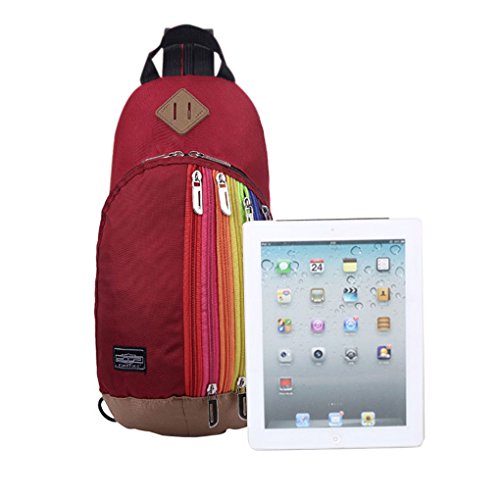 FakeFace Unisex Nylon Rucksack Brusttasche Brustbeutel Regenbogen Stil Kindertasche Schultertasche Umhängetasche Crossbody Bag Tasche für Wandern Reise Trekking Sport Skifahren - 8
