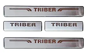 AutoPop Stainless Steel Door Sill Plate Footstep with Etching for Renault Triber - Set of 4pc