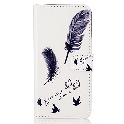 MUTOUREN für iPhone 5C Hülle Schutzhülle PU Leder Bookstyle Handyhülle Brieftasche Wallet Schale Portemonnaie Klapphülle mit Standfunktion Taschen kratzfeste Stoßfest Magnetic Snap Bumper Schale - Schwarz Feder + Stylus Touch Pen