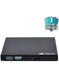 Victorian Systems&reg; USB 2.0 Slim Portable External DVD Drive CD RW DVD Rom CD Burner Writer Rewriter Copier CD-RW For Netbook, Notebook, Desktop, Laptop, MAC, Support Windows 10,8,7,Vista, XP, MAC OS