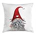 Produktbild ABAKUHAUS Gnom Kissenbezug, Finnische Creature Folklore, Waschbar mit Reißverschluss Kissenhülle mit Farbfesten Klaren Farben Beidseitiger Druck, 40 x 40 cm, Rubin Pale Grau