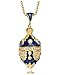 Produktbild Pendentifs Style Oeufs de Fabergé Ei-Anhänger, Blaue Weinblumen, mit Swarovski-Elements-Kristallen und Kette OE26