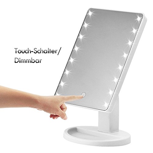 MILKIRAY 16 LED 180° Kosmetikspiegel Led Beleuchtung mit 10 Fach Vergrößerung Touch Switch Make-up Spiegel Tischspiegel Standspiegel - 4