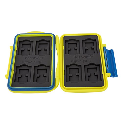 Flashwoife – patentierte Aufnahme – Turtle-SD8MSD16Y wasserdichte Speicherkarten Schutzbox in gelb für 8 Stück SDHC und 16 Stück MicroSD Cards Case - 4