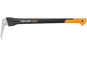 Fiskars Sapie à long manche, Longueur: 78 cm, Lame en acier trempé/Manche résistant en fibre de verre, Étui de rangement et de transport inclus, Noir/Orange, WoodXpert, XA22, 1003623